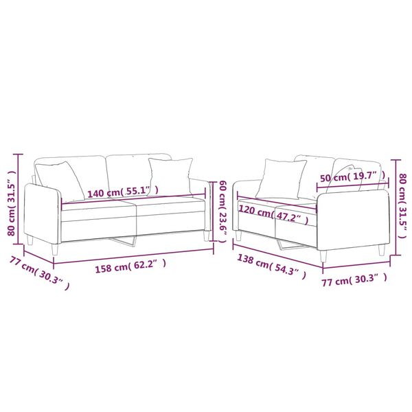 vidaXL 2 Piece Sofa Set with Pillows Dark Grey Fabric