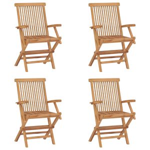vidaXL Folding Garden Chairs 4 pcs Solid Teak Wood