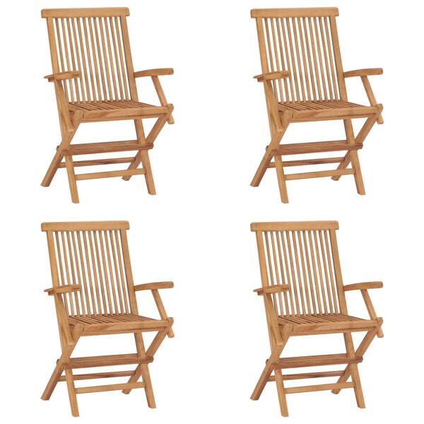 vidaXL Folding Garden Chairs 4 pcs Solid Teak Wood