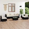vidaXL 6 Piece Garden Lounge Set with Cushions Poly Rattan Black
