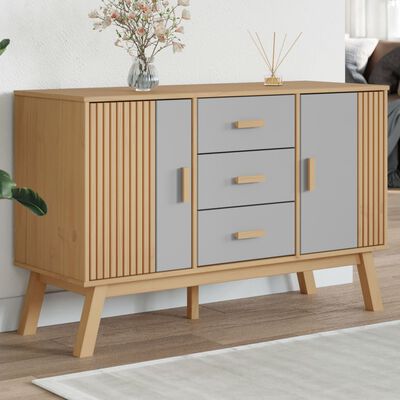 vidaXL Sideboard OLDEN Grey and Brown 114x43x73.5cm Solid Wood Pine