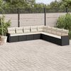 vidaXL 9 Piece Garden Sofa Set with Cushions Black Poly Rattan