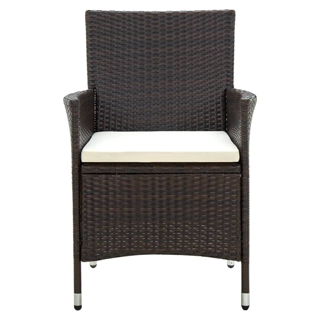 vidaXL Garden Chairs with Cushions 4 pcs Poly Rattan Brown