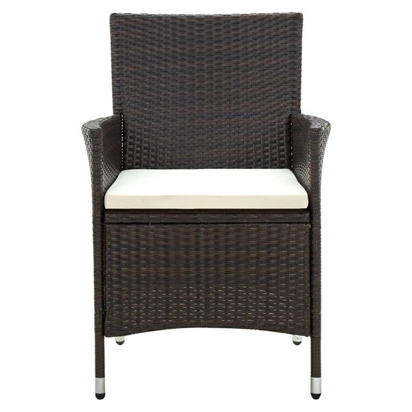 vidaXL Garden Chairs with Cushions 4 pcs Poly Rattan Brown
