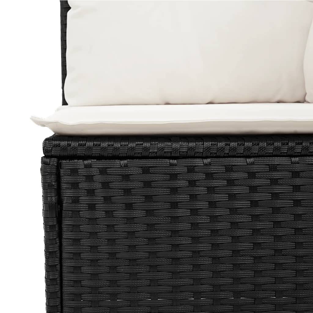vidaXL 8 Piece Garden Sofa Set with Cushions Black Poly Rattan