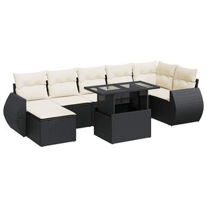 vidaXL 8 Piece Garden Sofa Set with Cushions Black Poly Rattan