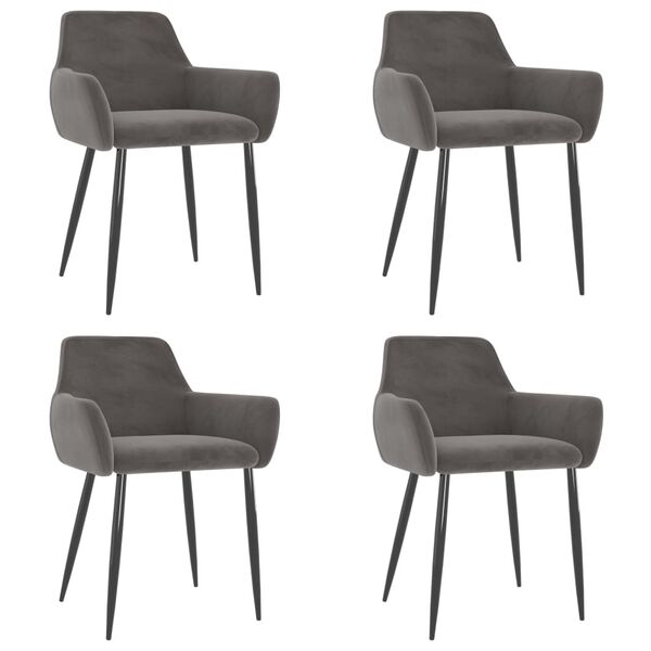 vidaXL Dining Chairs 4 pcs Dark Grey Velvet