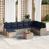 vidaXL Garden Sofa Set with Cushion 9 pcs Grey Poly Rattan