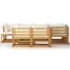 vidaXL 10 Piece Garden Lounge Set with Cushion Cream Solid Acacia Wood