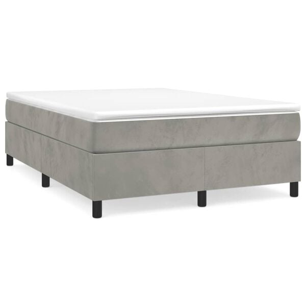 vidaXL Bed Frame without Mattress Light Grey Full Velvet (US Only)