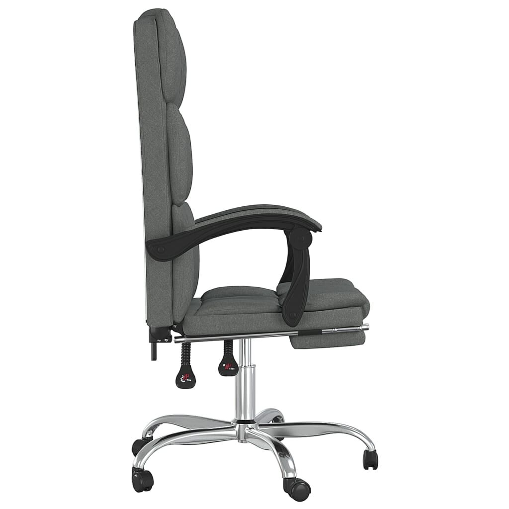 vidaXL Reclining Office Chair Dark Grey Fabric