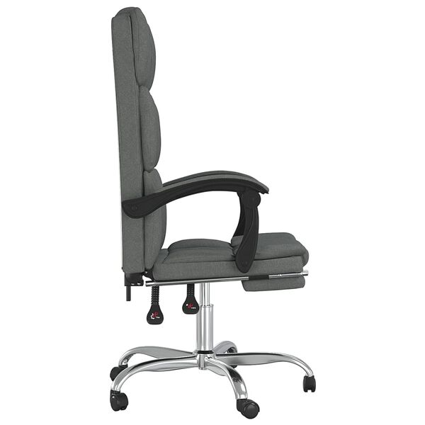 vidaXL Reclining Office Chair Dark Grey Fabric