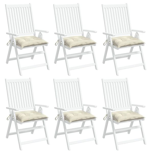 vidaXL Chair Cushions 6 pcs Cream White 40x40x7 cm Oxford Fabric