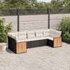 vidaXL 7 Piece Garden Sofa Set with Cushions Black Poly Rattan