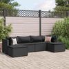 vidaXL 6 Piece Garden Lounge Set with Cushions Black Poly Rattan