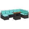 vidaXL Garden Sofa Set with Cushion 9 pcs Black Poly Rattan