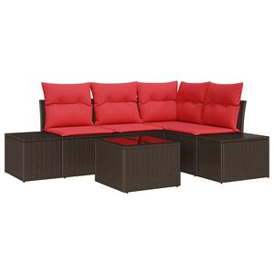 vidaXL Garden Sofa Set with Cushion 5 pcs Brown Poly Rattan