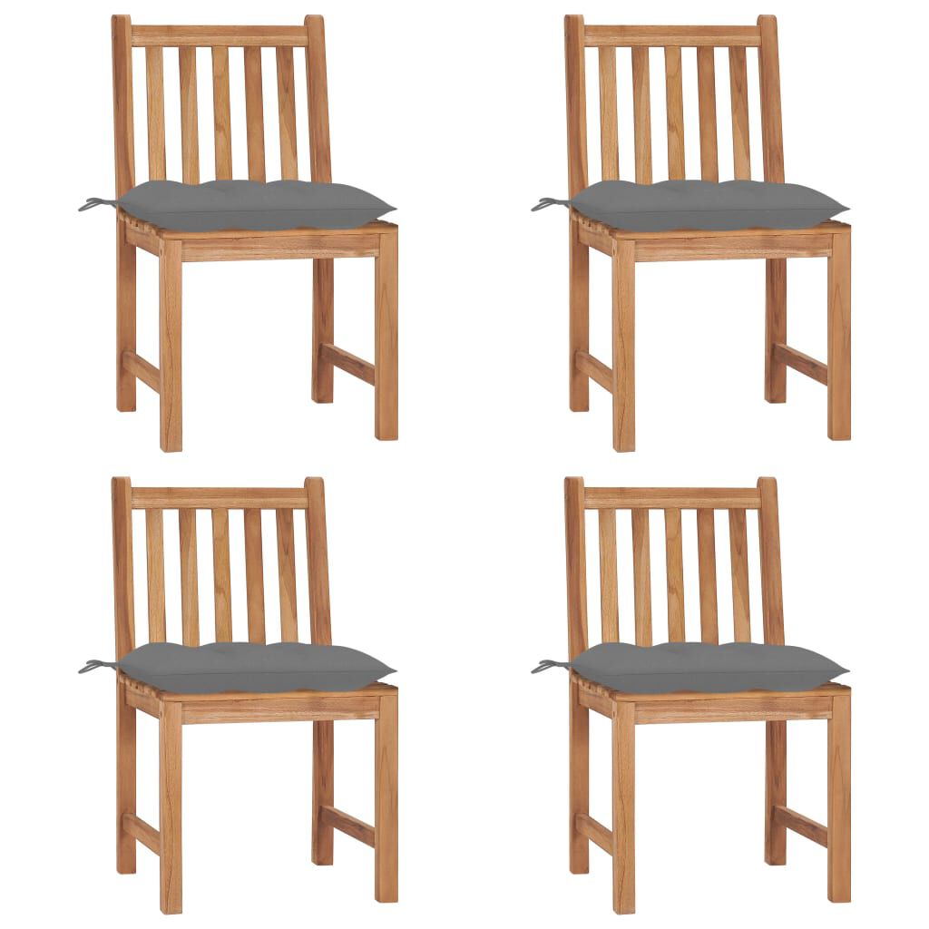 vidaXL Garden Chairs 4 pcs with Cushions Solid Teak Wood