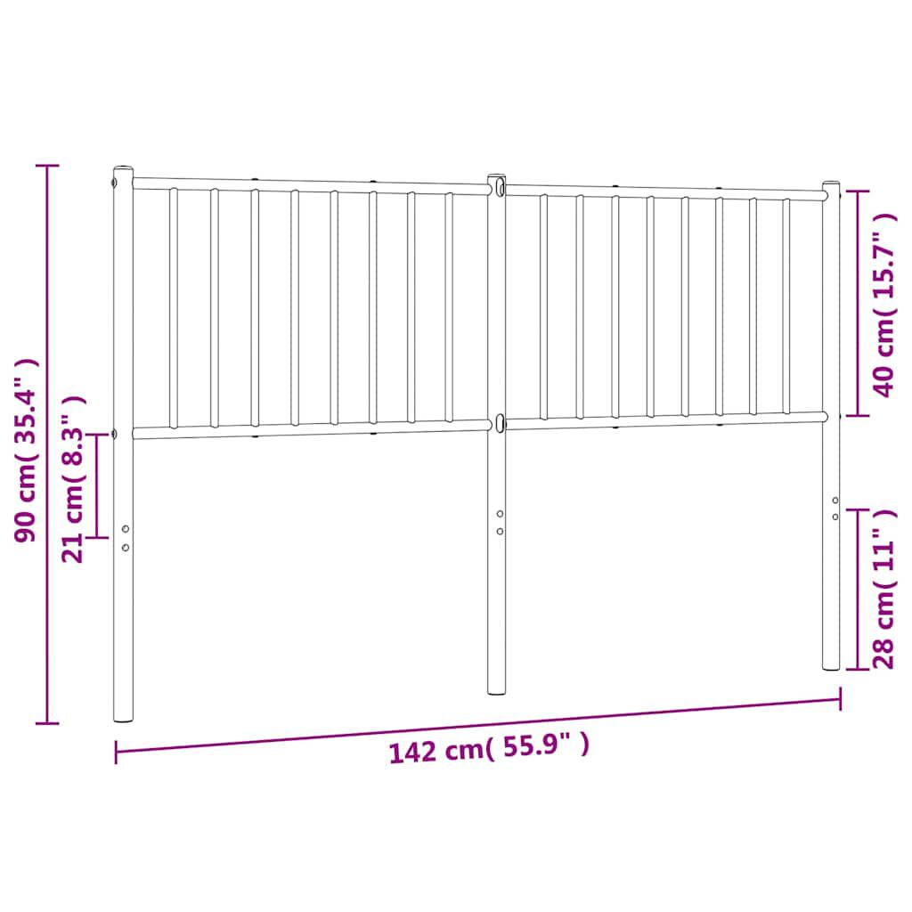 vidaXL Metal Headboard White 135 cm