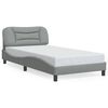 vidaXL Bed Frame with LED without Mattress "Hvar" Light Grey 100x190 cm Fabric