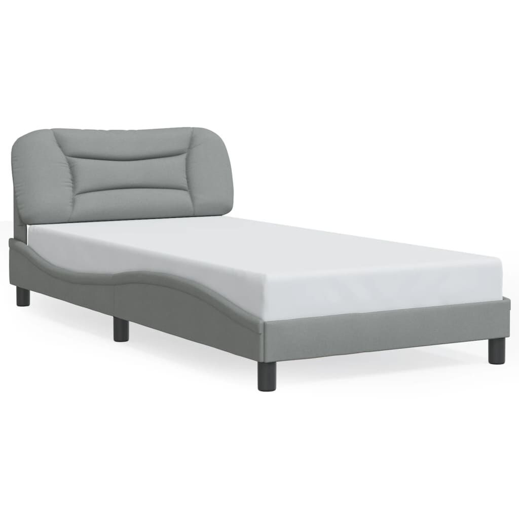vidaXL Bed Frame with LED without Mattress Light Grey 100x190 cm Fabric