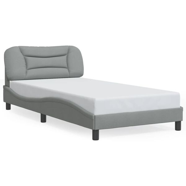 vidaXL Bed Frame with LED without Mattress "Hvar" Light Grey 100x190 cm Fabric