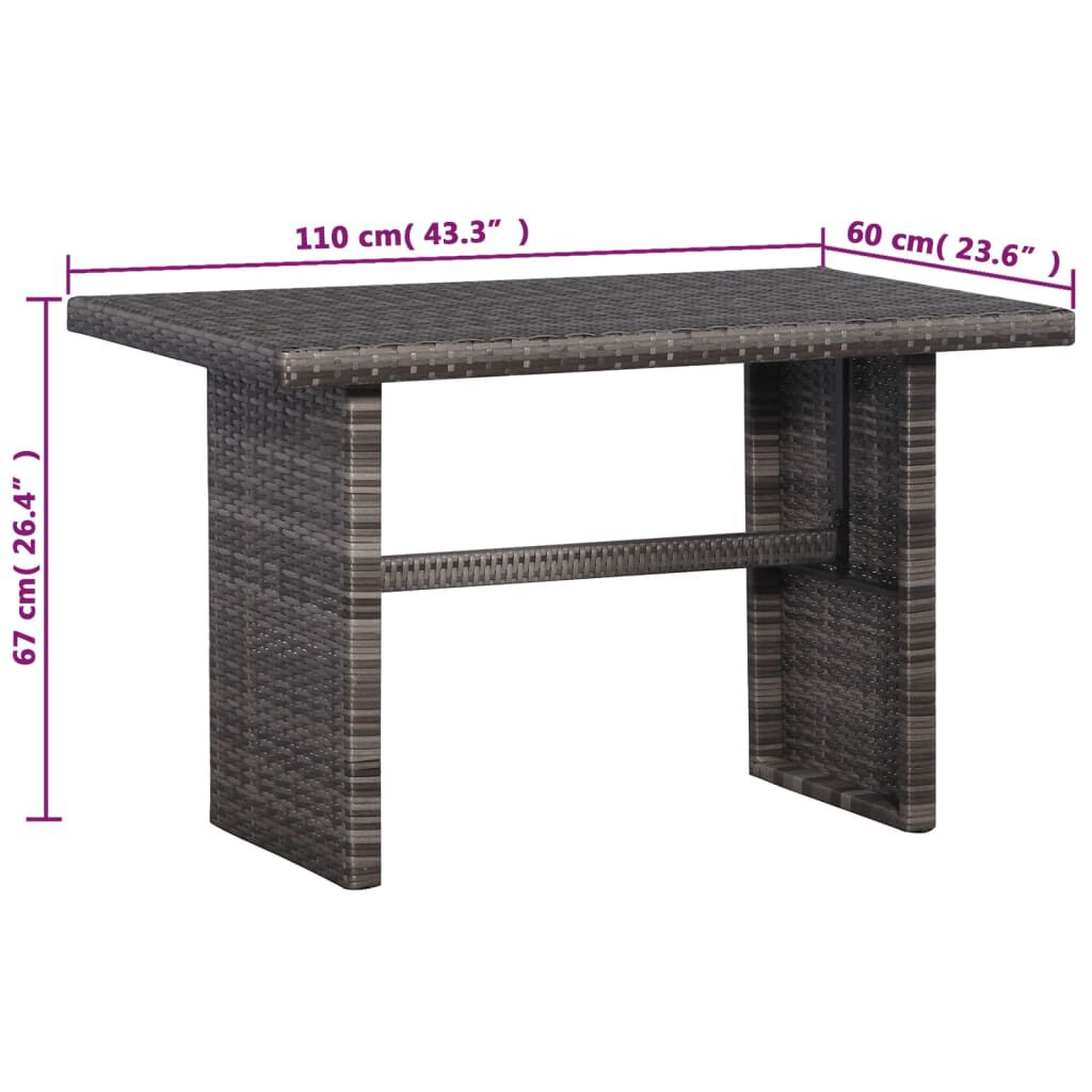 vidaXL 3 Piece Bistro Set Poly with Cushions Rattan Grey