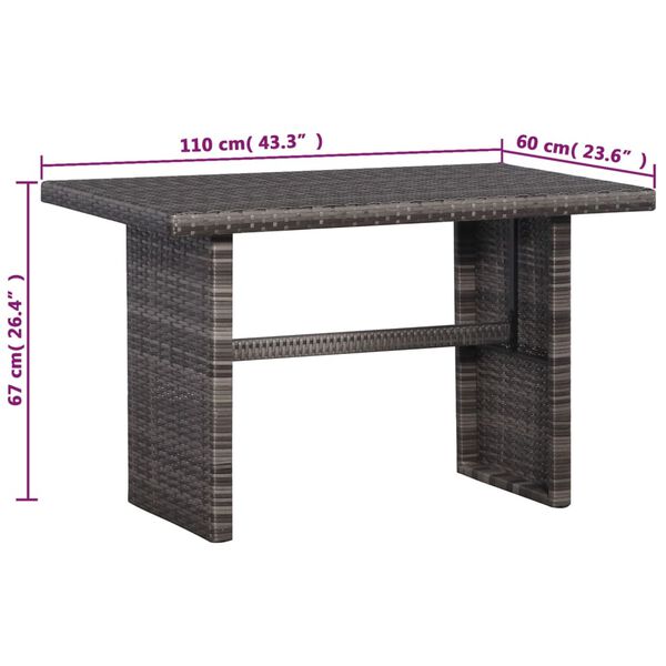 vidaXL 3 Piece Bistro Set Poly with Cushions Rattan Grey
