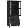 vidaXL Highboard VIKEN Black 80x40x190 cm Solid Wood Pine