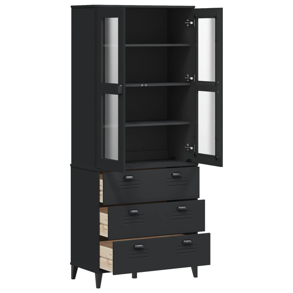 vidaXL Highboard VIKEN Black 80x40x190 cm Solid Wood Pine