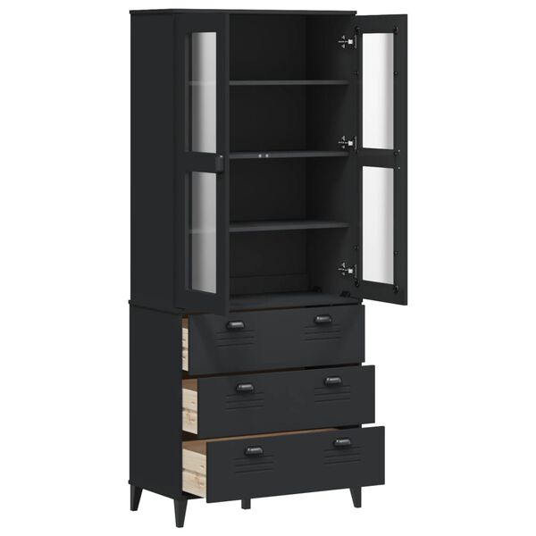 vidaXL Highboard VIKEN Black 80x40x190 cm Solid Wood Pine