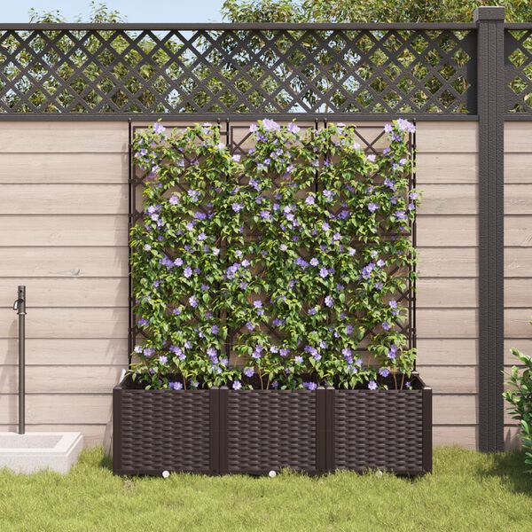 vidaXL Garden Planter with Trellis 3 pcs Brown 120x40x143 cm