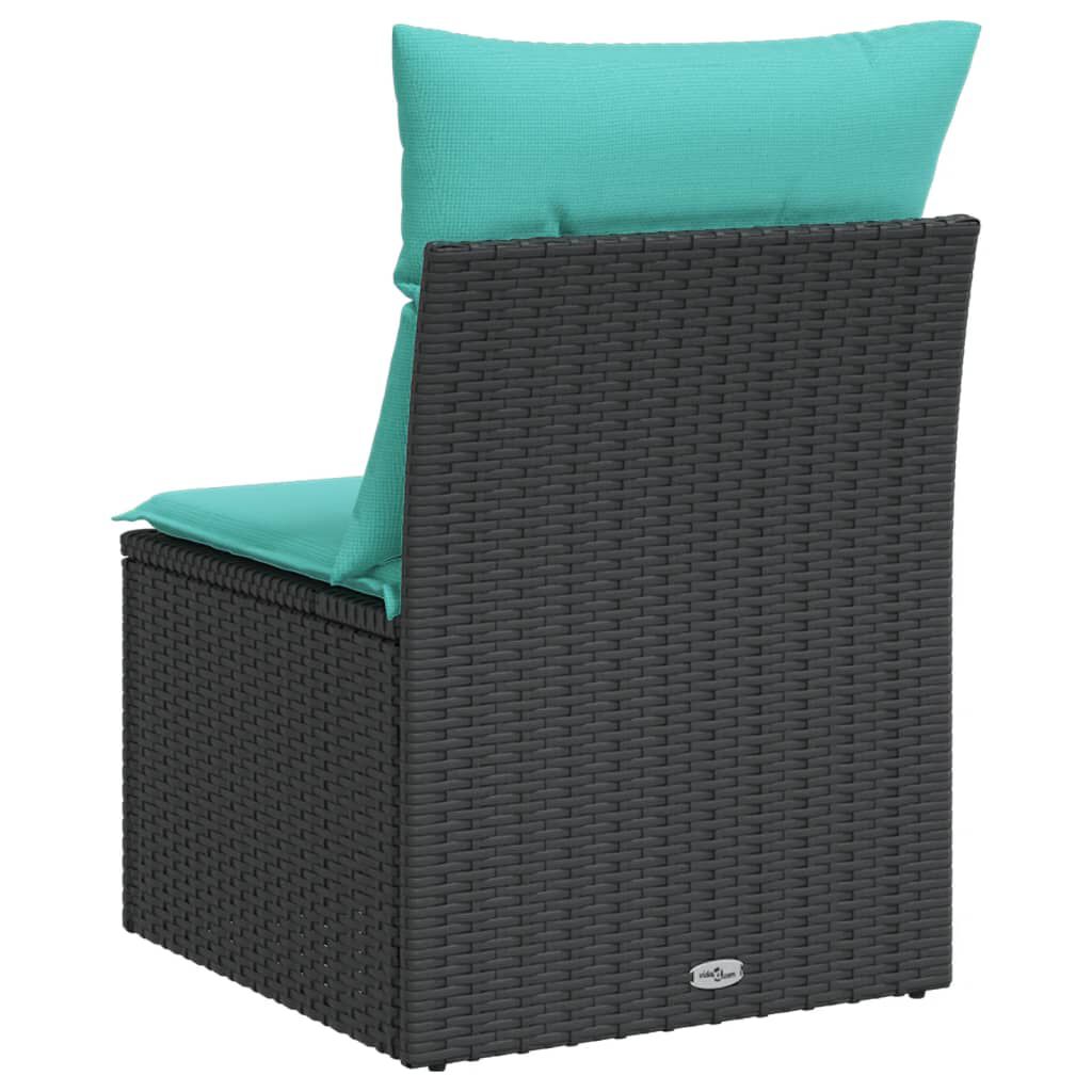 vidaXL Garden Chair Armless with Cushions Black Poly Rattan