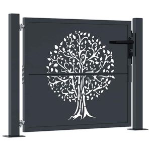 vidaXL Garden Gate Anthracite 100x100 cm Steel Tree Design