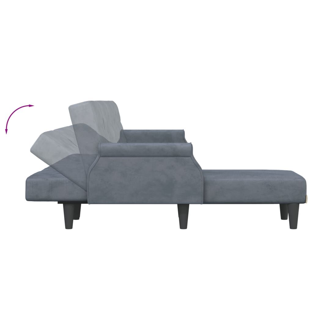 vidaXL L-shaped Sofa Bed Dark Grey 271x140x70 cm Velvet