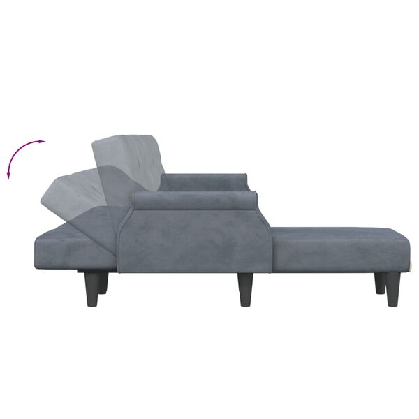vidaXL L-shaped Sofa Bed Dark Grey 271x140x70 cm Velvet