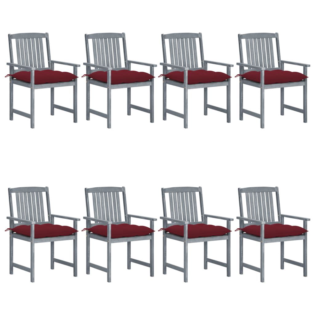vidaXL Garden Chairs with Cushions 8 pcs Solid Acacia Wood Grey