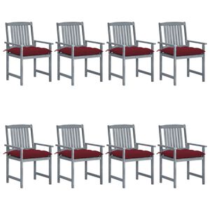 vidaXL Garden Chairs with Cushions 8 pcs Solid Acacia Wood Grey