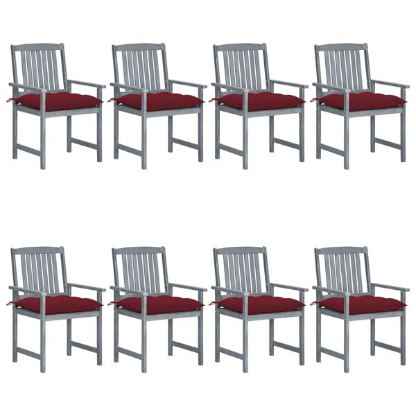 vidaXL Garden Chairs with Cushions 8 pcs Solid Acacia Wood Grey