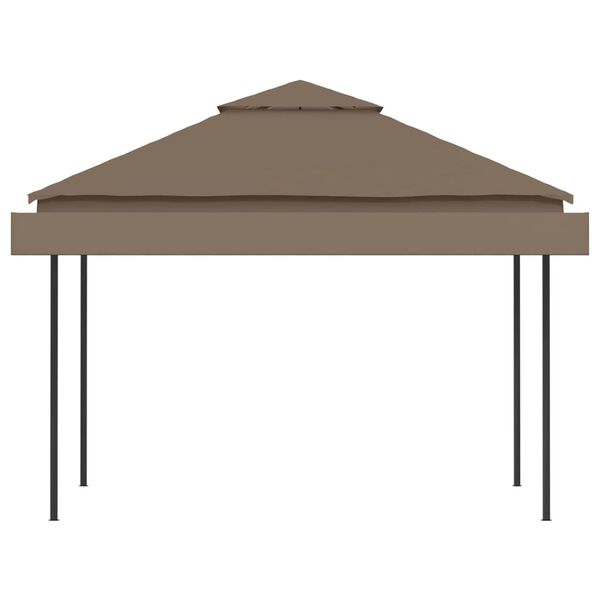 vidaXL Gazebo with Double Extending Roofs 3x3x2.75 m Taupe 180g/m²