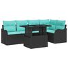vidaXL Dining Set with Cushion 6 pcs Black Poly rattan
