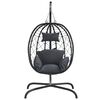 vidaXL Hanging Egg Chair with Cushion Anthracite Poly Rattan&Steel