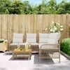 vidaXL 2 Piece Garden Sofa Set with Cushions Beige Poly Rattan