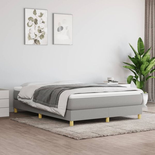 vidaXL Bed Frame without Mattress Light Grey Full Fabric (US Only)