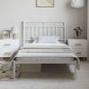 vidaXL Metal Bed Frame without Mattress with Headboard White 100x200cm
