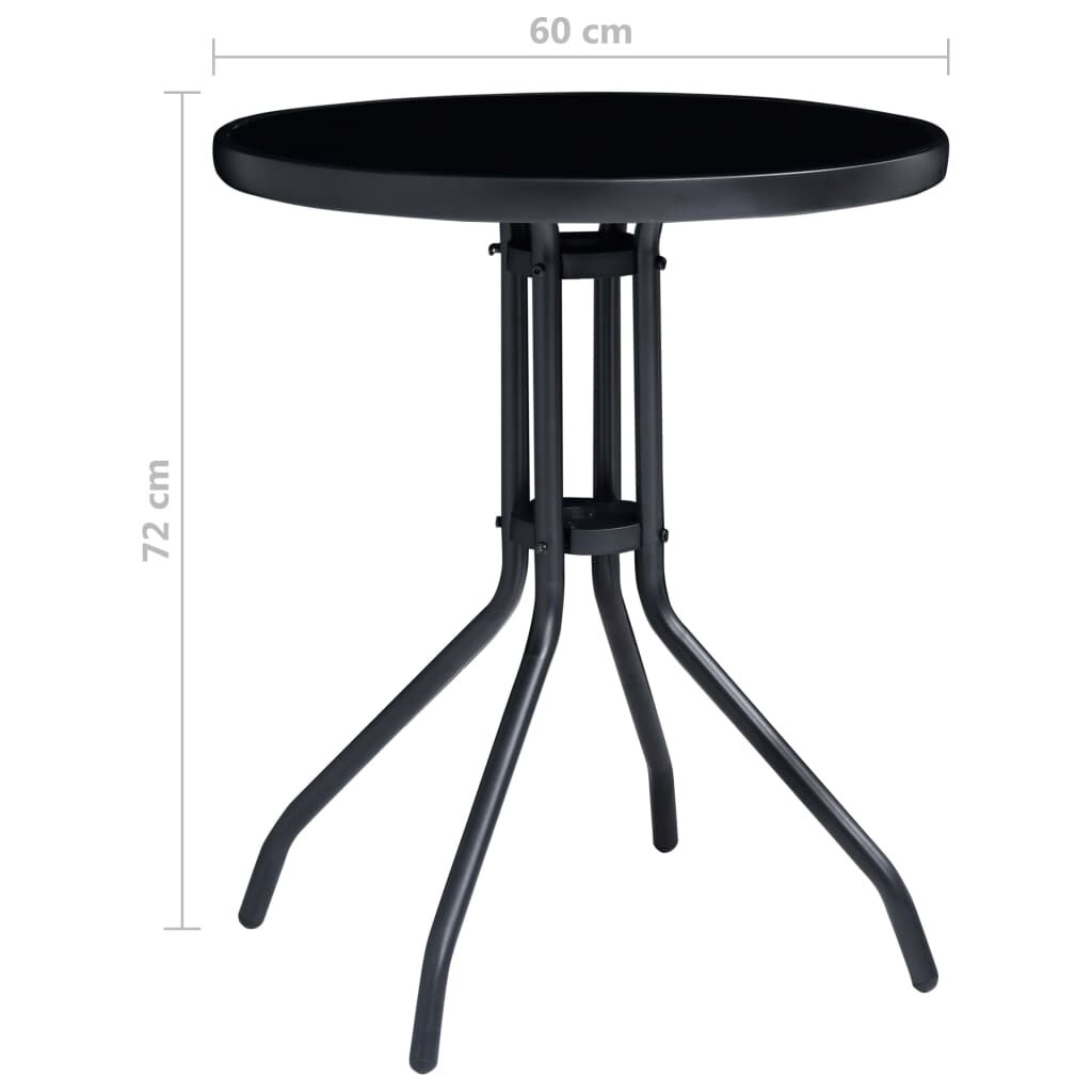 vidaXL 3 Piece Bistro Set Aluminium and Textilene Black