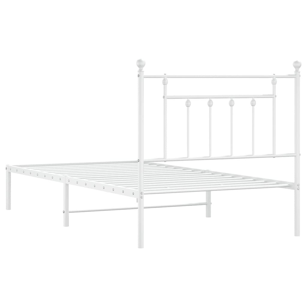 vidaXL Metal Bed Frame without Mattress with Headboard White 100x190cm