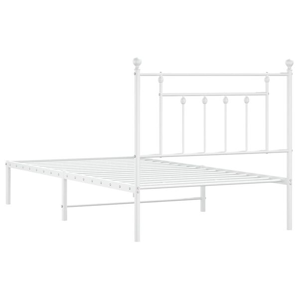 vidaXL Metal Bed Frame without Mattress with Headboard White 100x190cm