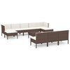 vidaXL 11 Piece Garden Lounge Set with Cushions Poly Rattan Brown