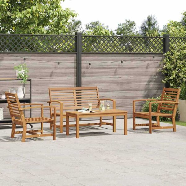 Garden Sofa Set 4 pcs Natural Solid teak wood